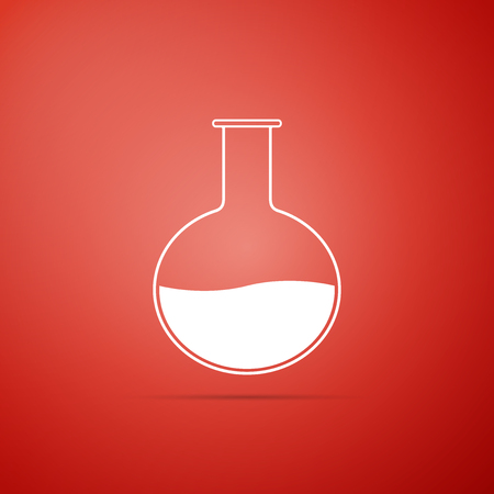 Test tube and flask - chemical laboratory test icon isolated on red background. Laboratory glassware sign. Flat design. Vector Illustrationのイラスト素材