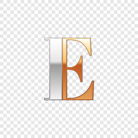 Vector graphic elegant silver and gold impossible font, symbol, alphabet, Letter Eのイラスト素材