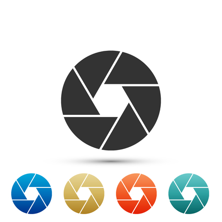 Camera shutter icon isolated on white background. Set elements in colored icons. Flat design. Vector Illustrationのイラスト素材