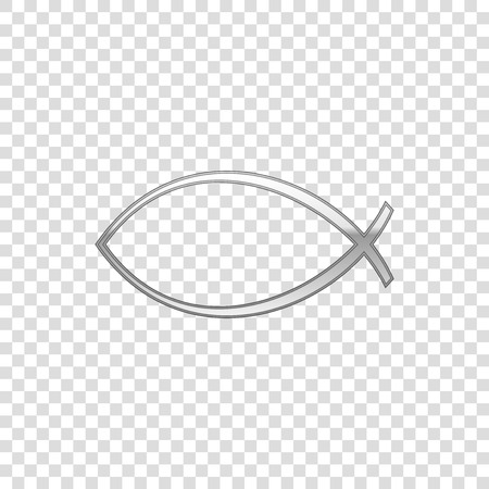 Silver Christian fish symbol isolated object on transparent background. Jesus fish symbol. Flat design. Vector Illustrationのイラスト素材
