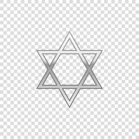 Silver Star of David isolated object on transparent background. Jewish religion symbol. Flat design. Vector Illustrationのイラスト素材