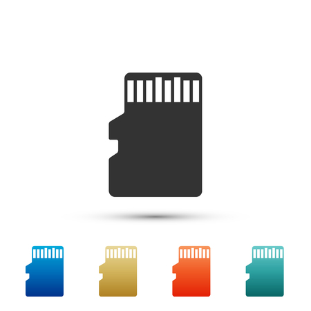 Micro SD memory card icon isolated on white background. Set elements in colored icons. Flat design. Vector Illustrationのイラスト素材