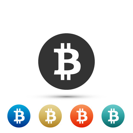 Cryptocurrency coin Bitcoin icon isolated on white background. Bitcoin for internet money. Physical bit coin. Digital currency. Blockchain based secure crypto currency. Vector Illustrationのイラスト素材