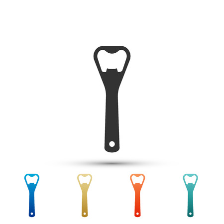 Bottle opener icon isolated on white background. Set elements in colored icons. Flat design. Vector Illustrationのイラスト素材