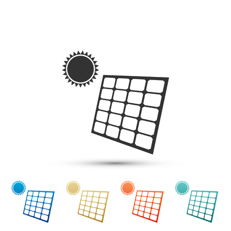 Solar energy panel icon isolated on white background. Set elements in colored icons. Flat design. Vector Illustrationのイラスト素材