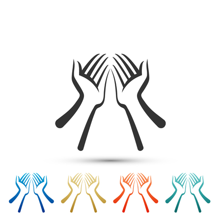 Hands icon isolated on white background. Set elements in colored icons. Flat design. Vector Illustrationのイラスト素材