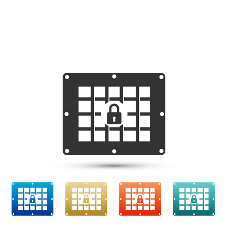 Prison window icon isolated on white background. Set elements in colored icons. Flat design. Vector Illustrationのイラスト素材