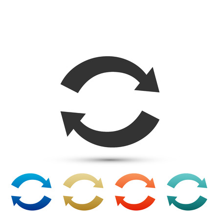Refresh icon isolated on white background. Reload symbol. Rotation arrows in a circle sign. Set elements in colored icons. Flat design. Vector Illustrationのイラスト素材