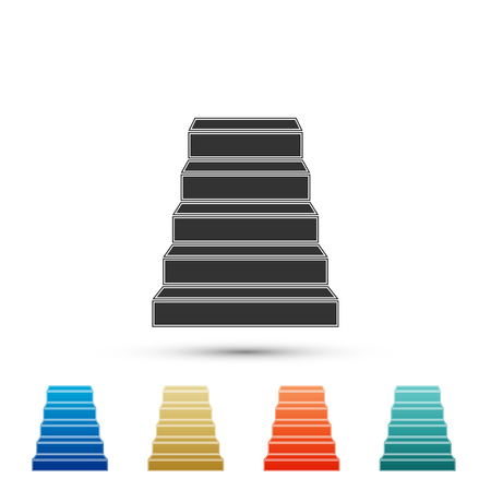 Staircase icon isolated on white background. Set elements in colored icons. Flat design. Vector Illustrationのイラスト素材