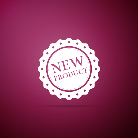 New product label, badge, seal, sticker, tag, stamp icon isolated on purple background. Flat design. Vector Illustrationのイラスト素材