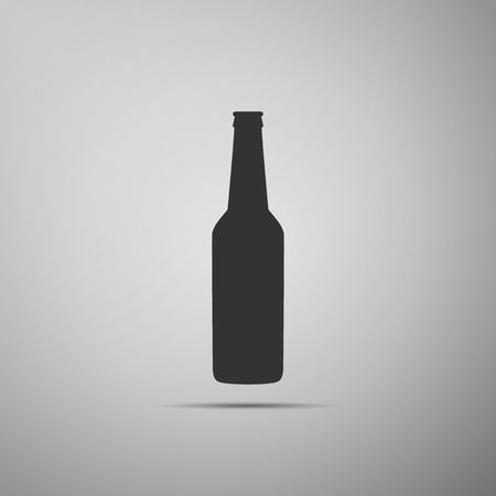 Beer bottle icon isolated on blue background. Flat design. Vector Illustrationのイラスト素材