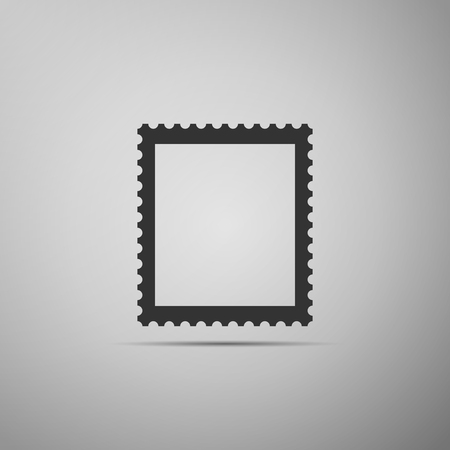 Postal stamp icon isolated on grey background. Flat design. Vector Illustrationのイラスト素材