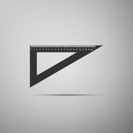 Triangular ruler icon isolated on grey background. Straightedge symbol. Geometric symbol. Flat design. Vector Illustrationのイラスト素材
