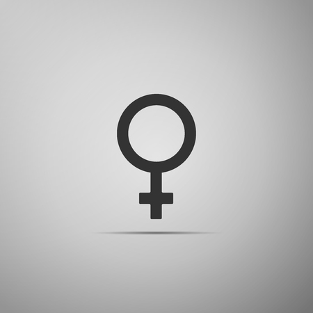 Female gender symbol icon isolated on grey background. Venus symbol. The symbol for a female organism or woman. Flat design. Vector Illustrationのイラスト素材