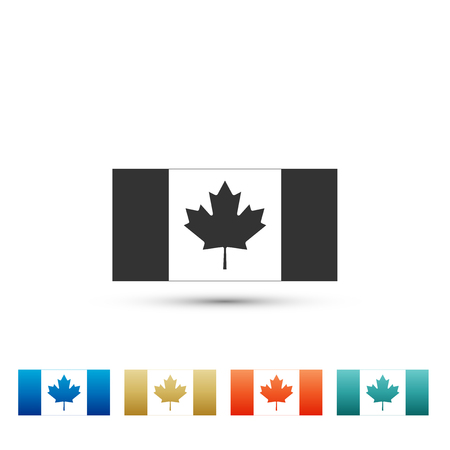 Canada flag icon isolated on white background. Set elements in colored icons. Flat design. Vector Illustrationのイラスト素材