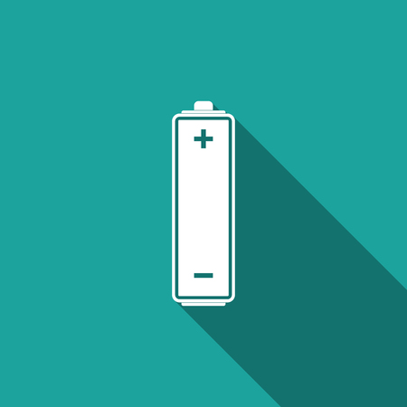 Battery icon isolated with long shadow. Flat design. Vector Illustrationのイラスト素材