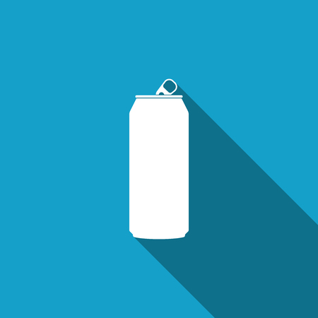 Aluminum can icon isolated with long shadow. Flat design. Vector Illustrationのイラスト素材