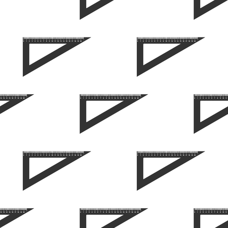 Triangular ruler icon seamless pattern on white background. Straightedge symbol. Geometric symbol. Flat design. Vector Illustrationのイラスト素材