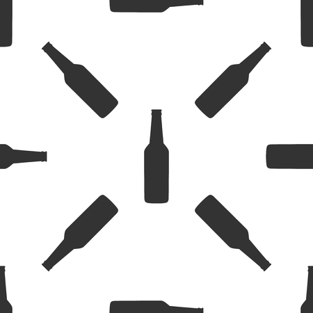 Beer bottle icon seamless pattern on white background. Flat design. Vector Illustrationのイラスト素材