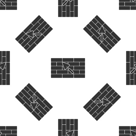 Brick wall with trowel icon seamless pattern on white background. Flat design. Vector Illustrationのイラスト素材