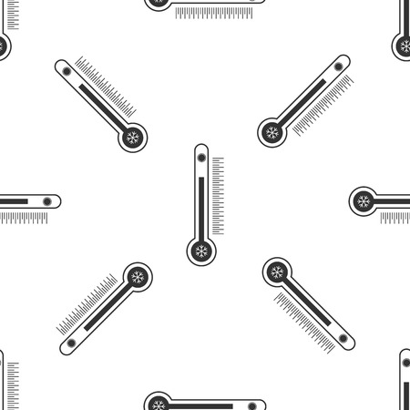 Thermometer with scale measuring heat and cold, with sun and snowflake icon seamless pattern on white background. Flat design. Vector Illustrationのイラスト素材