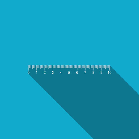 Measuring scale, markup for rulers icon isolated with long shadow. Size indicators. Different unit distances. Flat design. Vector Illustrationのイラスト素材