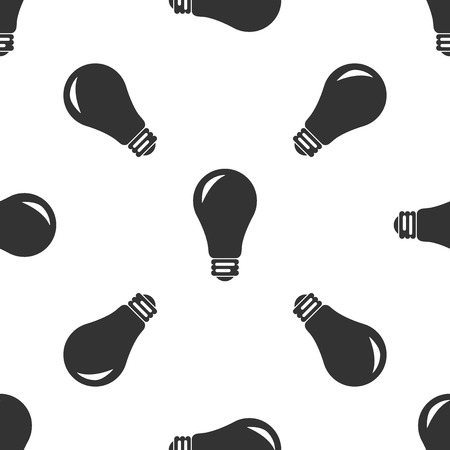 Light bulb icon seamless pattern on white background. Energy and idea symbol. Lamp electric. Flat design. Vector Illustrationのイラスト素材