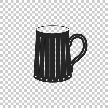 Wooden beer mug icon isolated on transparent background. Flat design. Vector Illustrationのイラスト素材