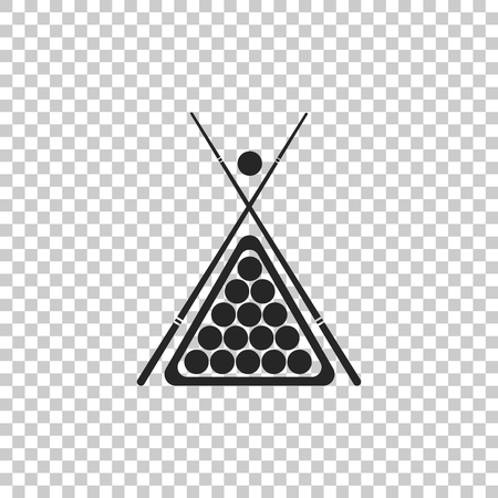 Billiard cue and balls in a rack triangle icon isolated on transparent background. Flat design. Vector Illustrationのイラスト素材
