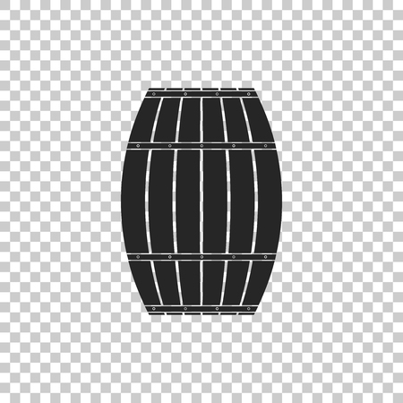 Wooden barrel icon isolated on transparent background. Alcohol barrel, drink container, wooden keg for beer, whiskey, wine. Flat design. Vector Illustrationのイラスト素材