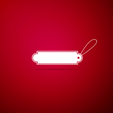 Blank label template price tag icon isolated on red background. Empty shopping discounts sticker. Template discount banner. Flat design. Vector Illustrationのイラスト素材