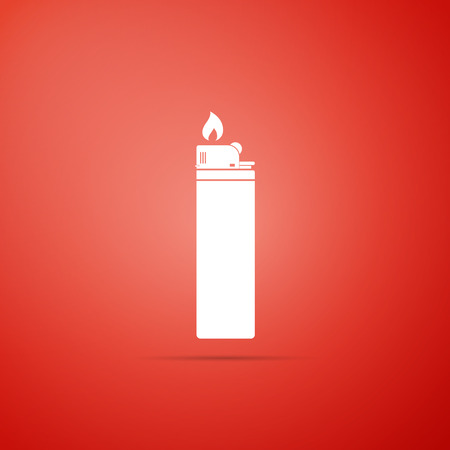 Lighter icon isolated on red background. Flat design. Vector Illustrationのイラスト素材