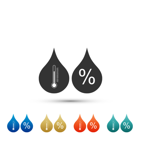 Humidity icon isolated on white background. Weather and meteorology, thermometer symbol. Set elements in colored icons. Flat design. Vector Illustrationのイラスト素材