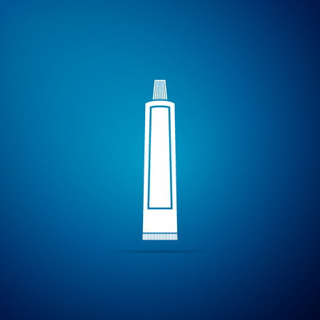 Tube of toothpaste icon isolated on blue background. Flat design. Vector Illustrationのイラスト素材
