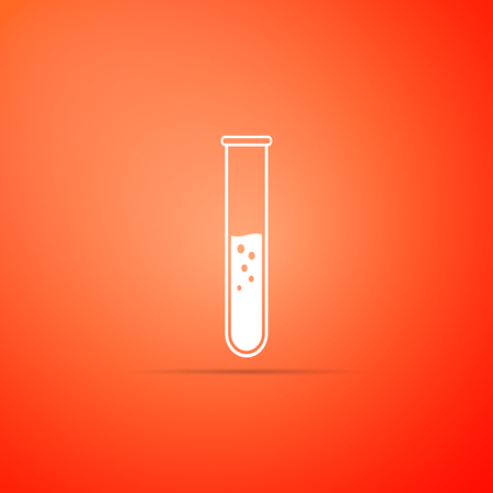 Test tube and flask - chemical laboratory test icon isolated on orange background. Flat design. Vector Illustrationのイラスト素材