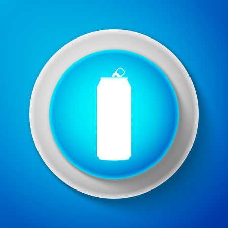 Aluminum can icon isolated on blue background. Circle blue button. Vector illustrationのイラスト素材