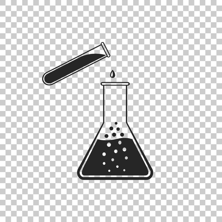 Test tube and flask - chemical laboratory test icon isolated on transparent background. Laboratory glassware sign. Flat design. Vector Illustrationのイラスト素材