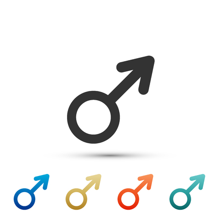 Male gender symbol icon isolated on white background. Set elements in color icons. Vector Illustrationのイラスト素材