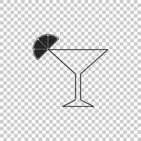 Martini glass icon isolated on transparent background. Cocktail with lime symbol. Flat design. Vector Illustrationのイラスト素材