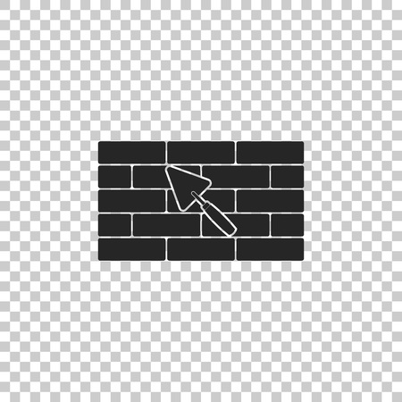Brick wall with trowel icon isolated on transparent background. Flat design. Vector Illustrationのイラスト素材