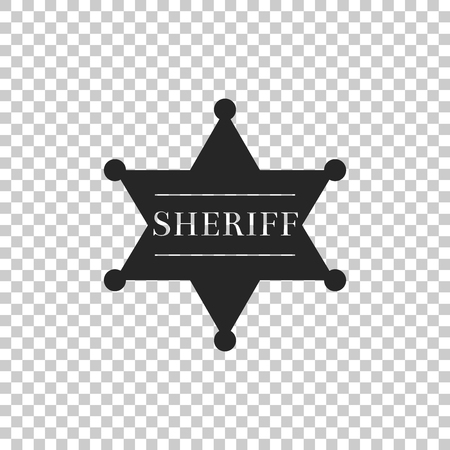 Hexagonal sheriff star icon isolated on transparent background. Sheriff badge symbol. Flat design. Vector Illustrationのイラスト素材