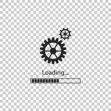 Loading and gear icon isolated on transparent background. Progress bar icon. System software update. Loading process symbol. Flat design. Vector Illustrationのイラスト素材