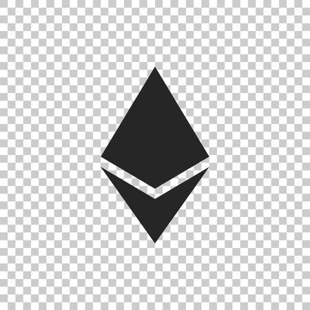 Cryptocurrency coin Ethereum ETH icon isolated on transparent background. Physical bit coin. Digital currency. Altcoin symbol. Blockchain based secure crypto currency. Flat design. Vector Illustrationのイラスト素材