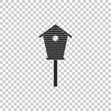 Bird house icon isolated on transparent background. Nesting box birdhouse, homemade building for birds. Flat design. Vector Illustrationのイラスト素材