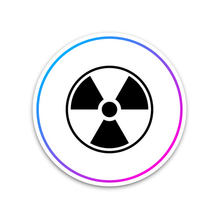 Radioactive icon isolated on white background. Radioactive toxic symbol. Radiation Hazard sign. Circle white button. Vector Illustrationのイラスト素材