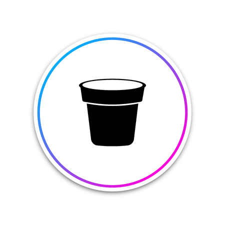 Flower pot icon isolated on white background. Circle white button. Vector Illustrationのイラスト素材