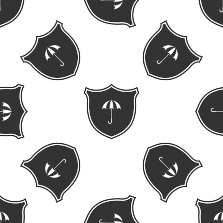 Waterproof icon isolated seamless pattern on white background. Shield and umbrella. Water protection sign. Water resistant symbol. Flat design. Vector Illustrationのイラスト素材