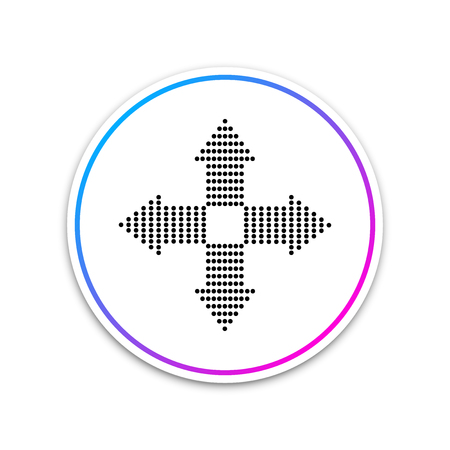 Arrows dots in four directions icon isolated on white background. Circle white button. Vector Illustrationのイラスト素材