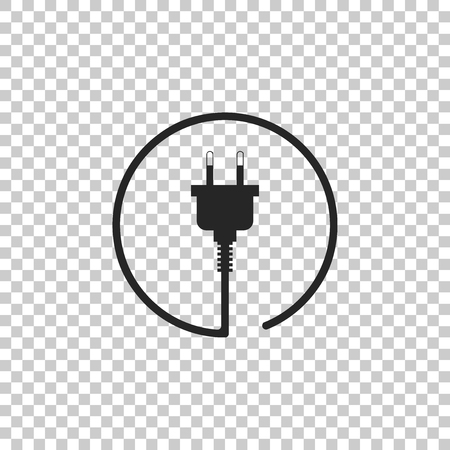 Electric plug icon isolated on transparent background. Concept of connection and disconnection of the electricity. Flat design. Vector Illustrationのイラスト素材
