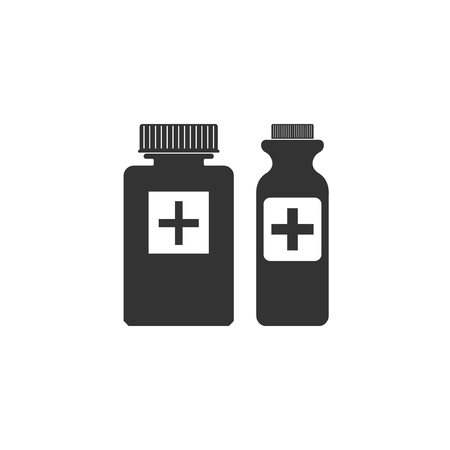 Medical bottles icon isolated. Tablets symbol. Health care. Flat design. Vector Illustrationのイラスト素材